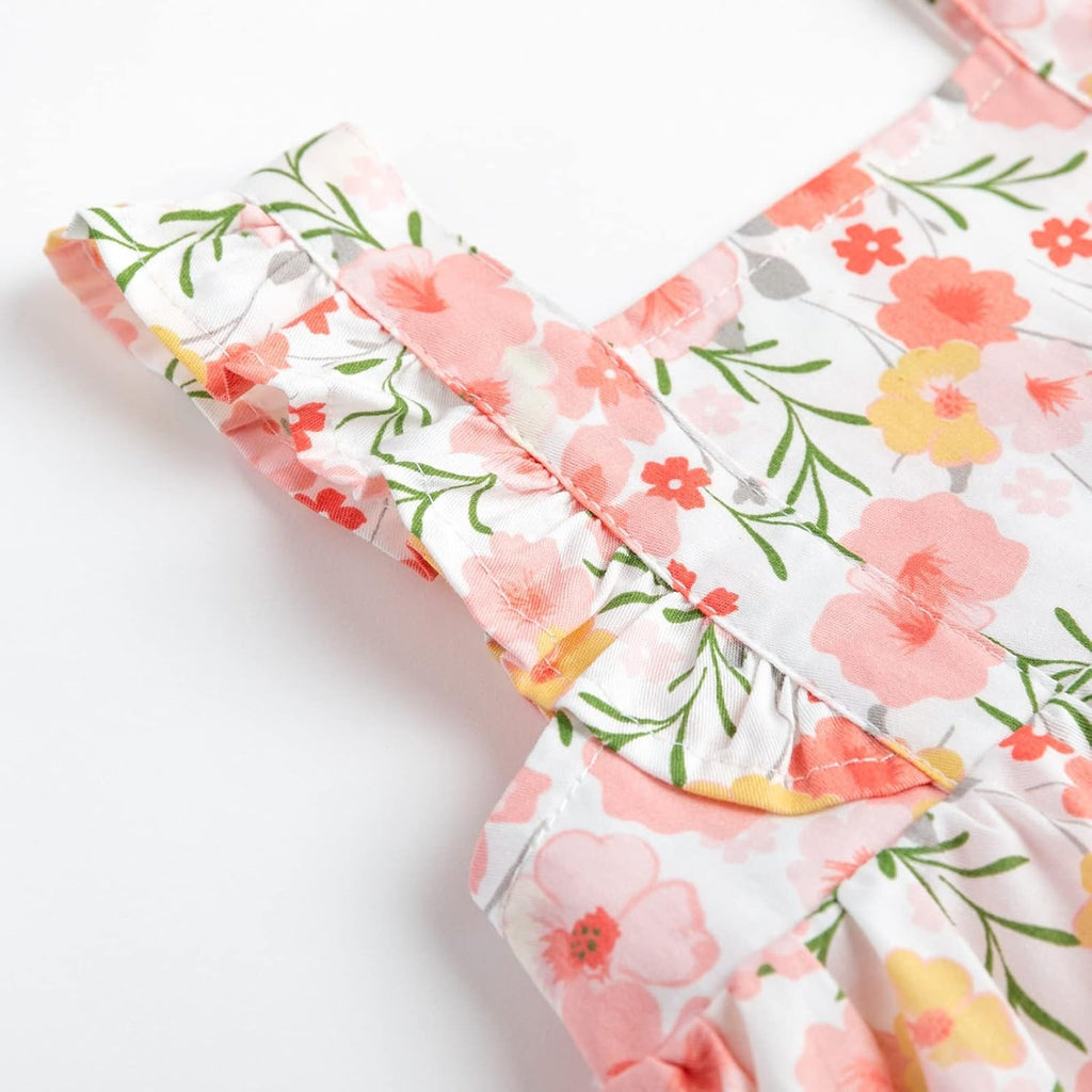 Baby Girl Romper Dress, Square Neck Vintage Floral, 0-24M