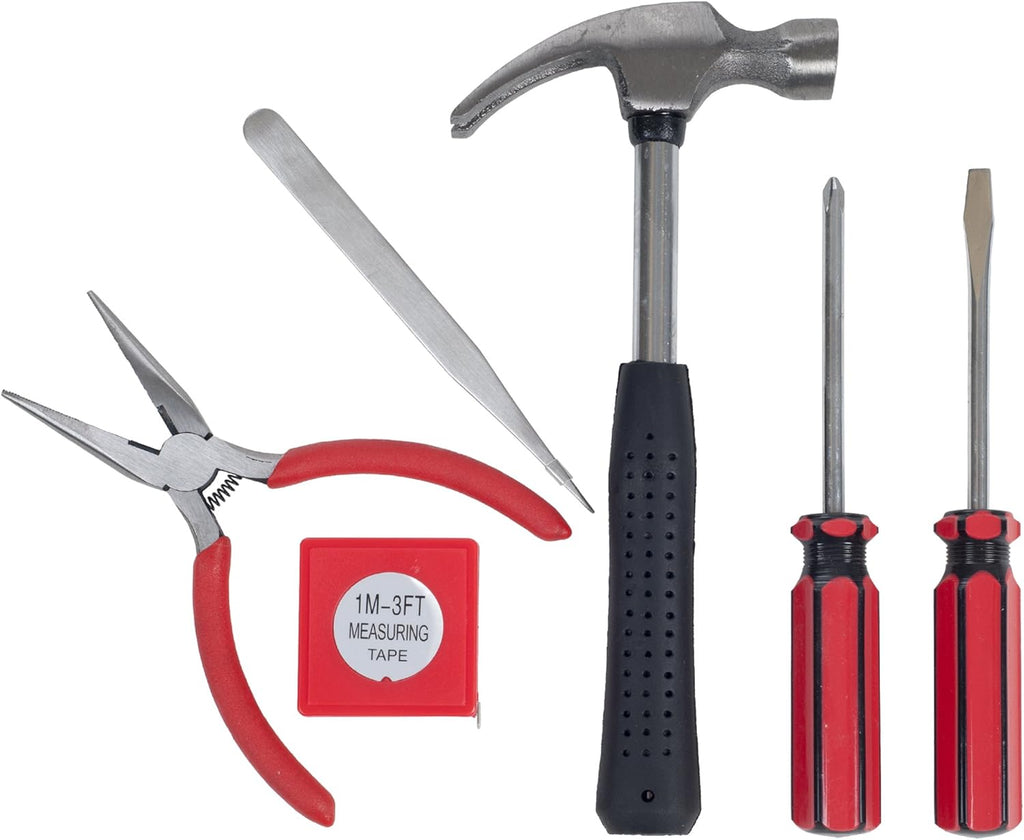Household Hand Tools, Tool Set - 6 Piece by , Set Includes – Hammer, Screwdriver Set, Pliers (Tool Kit for