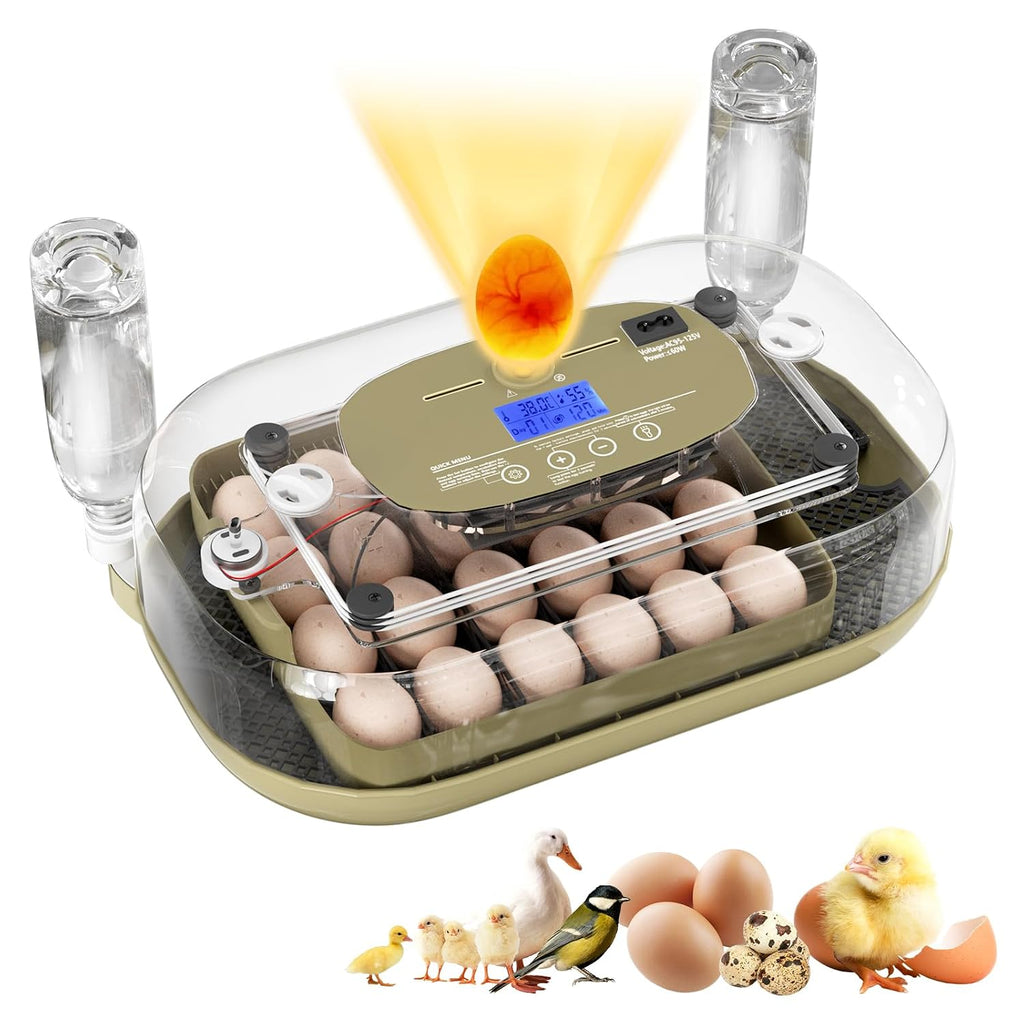 Incubator for Hatching Eggs, 24 Egg Incubator with Precise Temperature Control, Auto Egg Turner, 360° Clear View, LED