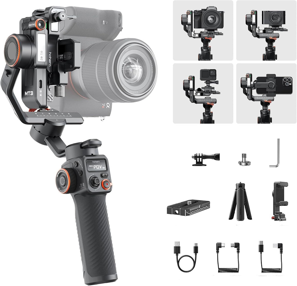 iSteady MT3 Gimbal Stabilizer for Camera, 4 in 1 3-Axis Gimbal for Mirrorless/Compact Camera/Action
