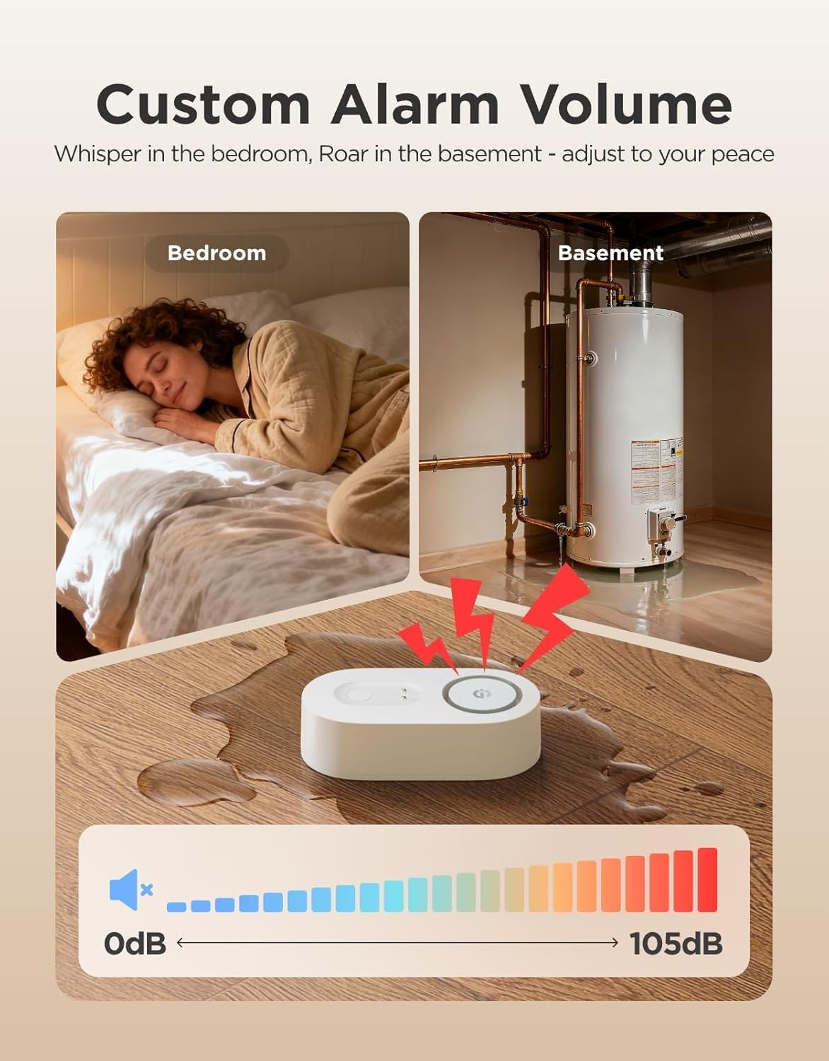 Upgraded Smart Water Leak Detector 1s with High Alarm, 5 Pack | 1804ft Ultra-Long Range, WiFi Water Sensor with