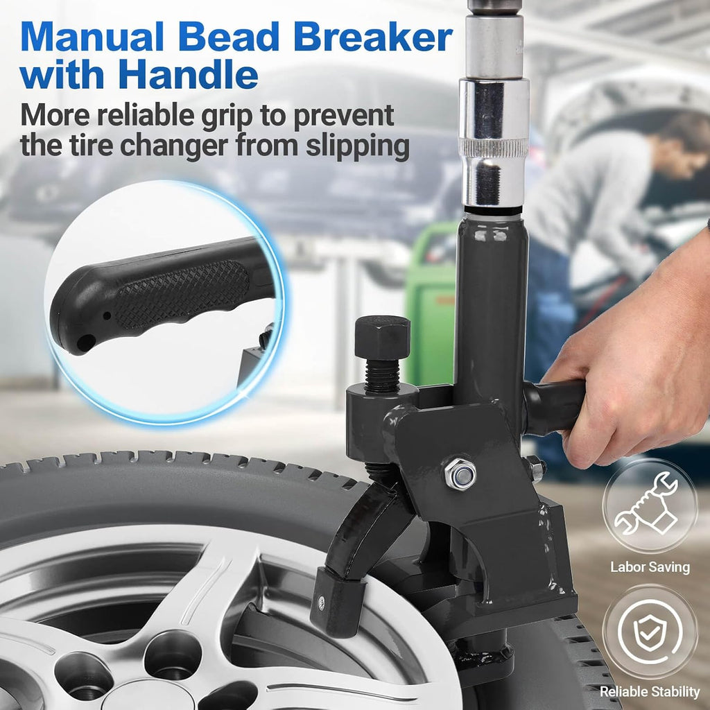 Manual Tire Bead Breaker with Handle and Rubber Pad, Fit for 38 and 42 Inches Tires Changer, Easy-Operated Manual