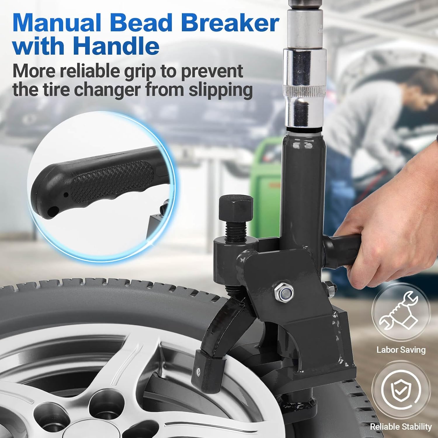 Manual Tire Bead Breaker with Handle and Rubber Pad, Fit for 38 and 42 Inches Tires Changer, Easy-Operated Manual