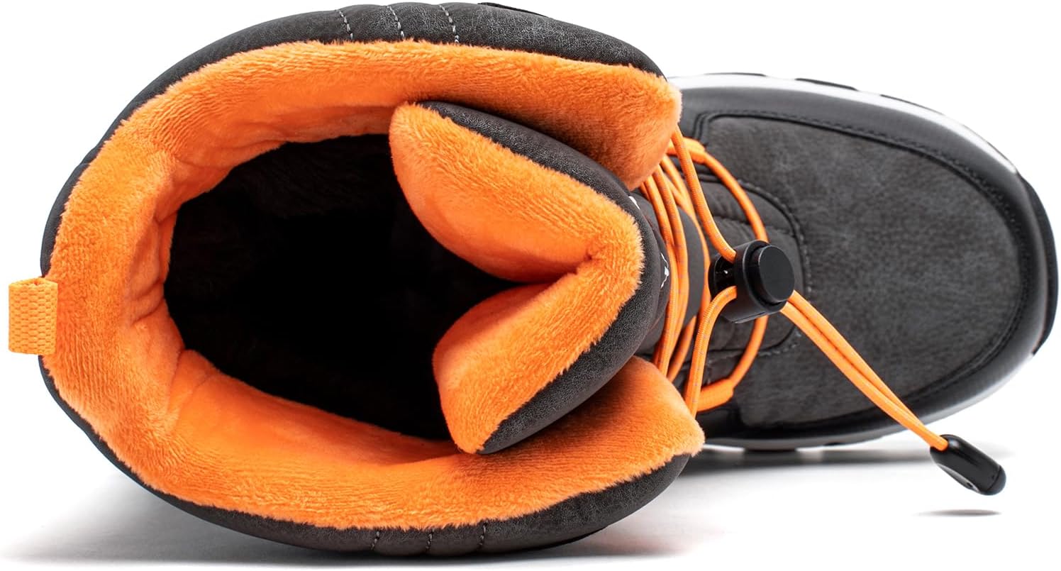 Kids Snow Boots Boys Girls Mid Calf | Water Resistant, Warm Faux Fur Lined, Insulated, Winter Shoes, Toddler Little