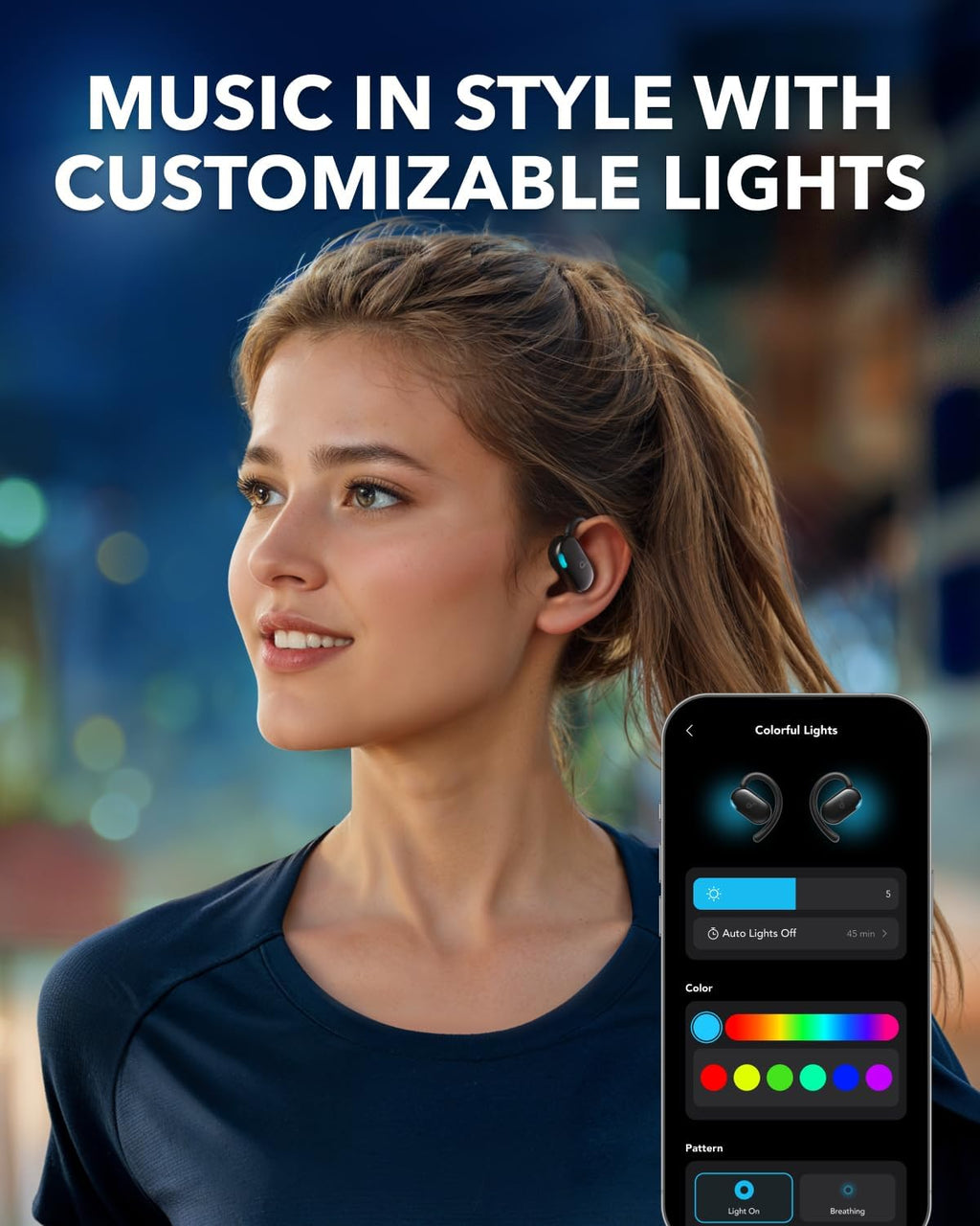 V20i by Anker Open-Ear Headphones, Adjustable Ear Hooks, Ultra-Comfort, Snug Fit, Powerful Sound, Clear Calls, IP55