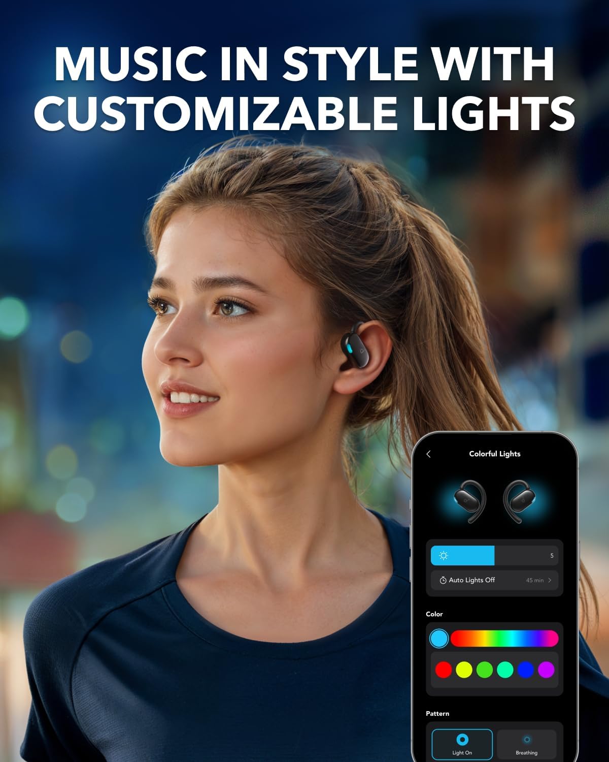 V20i by Anker Open-Ear Headphones, Adjustable Ear Hooks, Ultra-Comfort, Snug Fit, Powerful Sound, Clear Calls, IP55