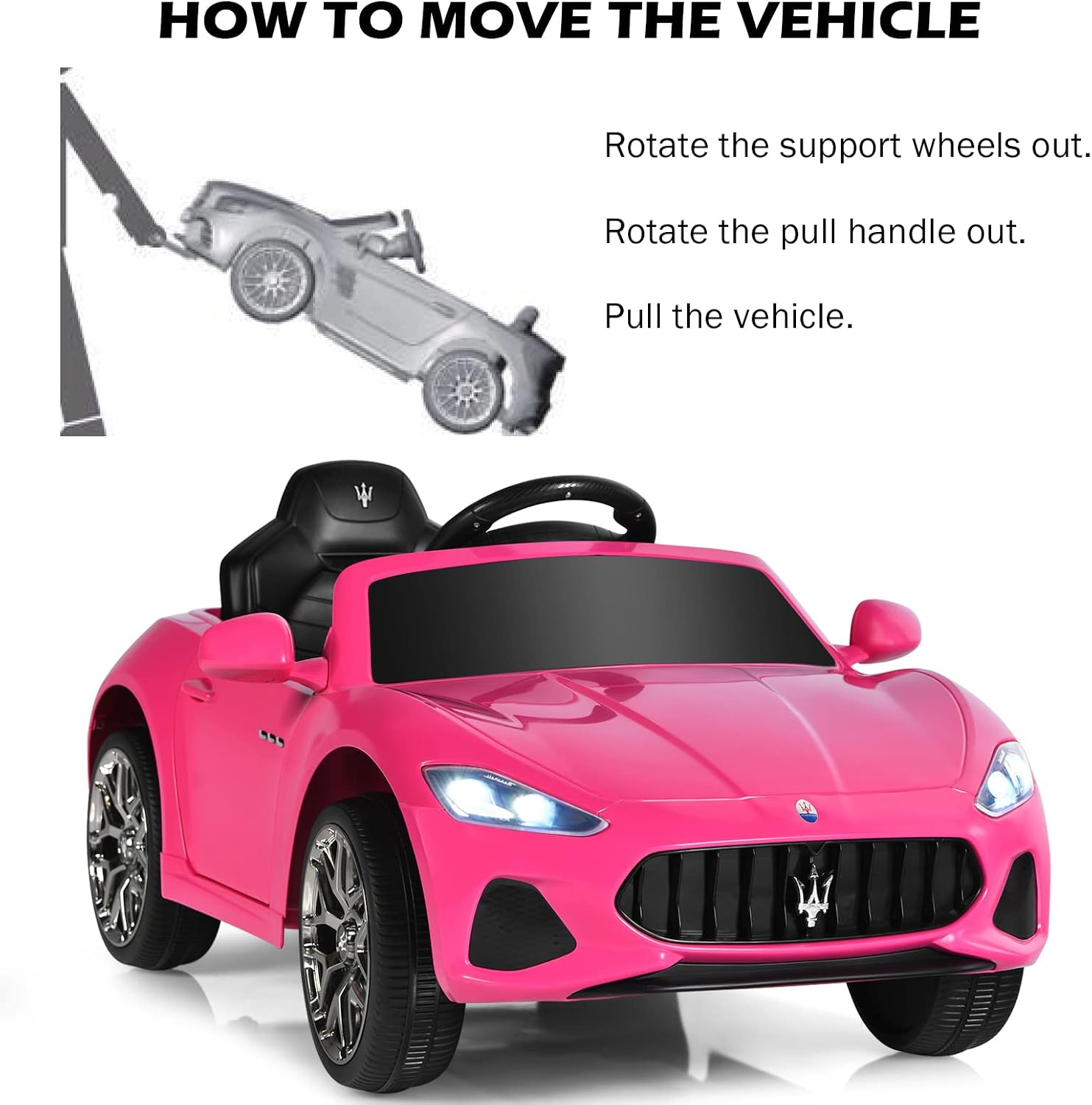 Ride on Car, Pink Licensed Maserati Gbili 12V Battery Powered Electric Car with Parent Remote Control & Manual Modes