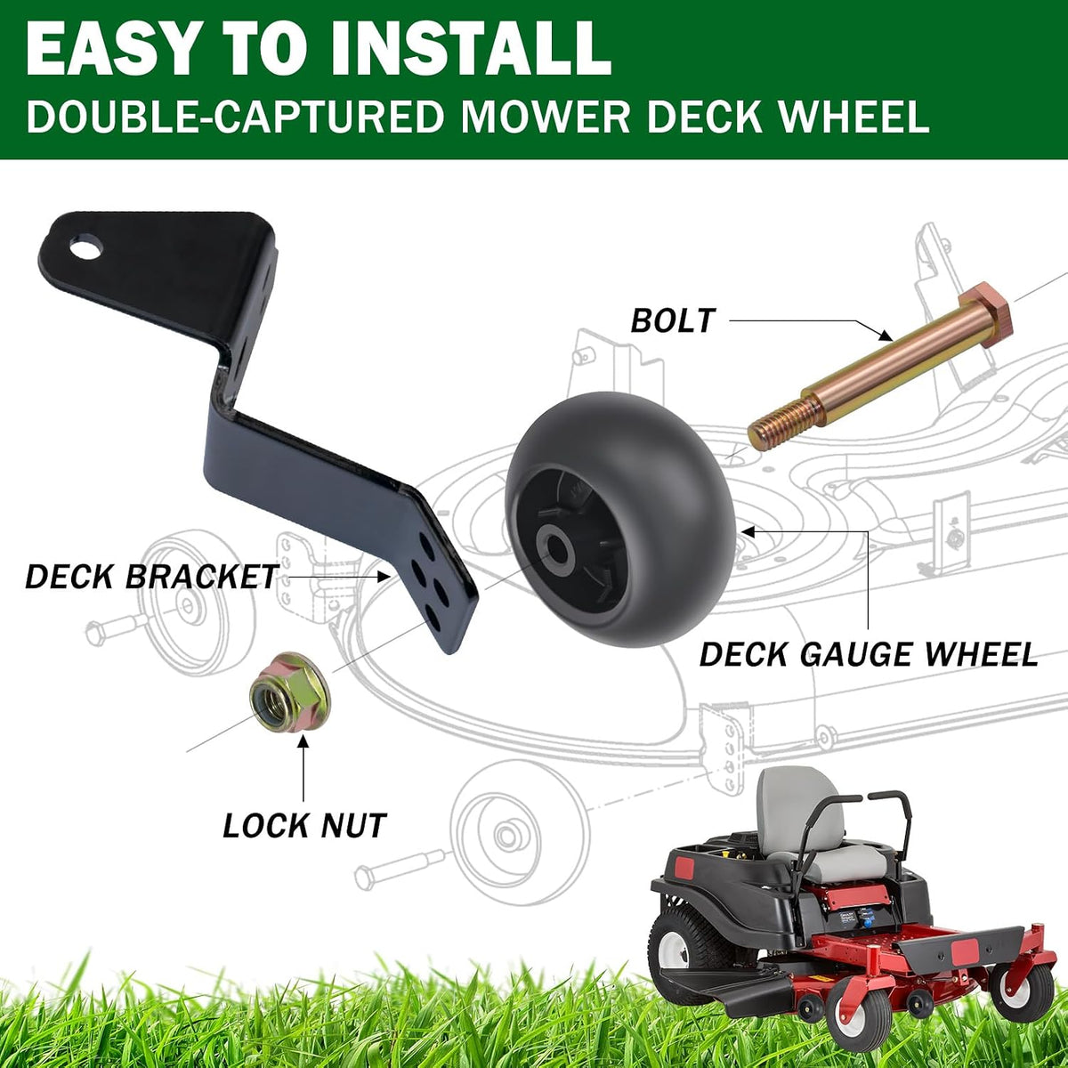 CheeMuii 4 Pack 753-04856A 5" Lawn Mower Deck Wheels Kit with Bolts & Nuts