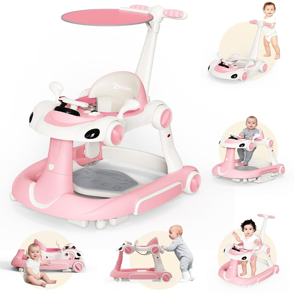 6-in-1 Foldable Baby Walker Activity Center Bouncer Rocker 6-18 Months