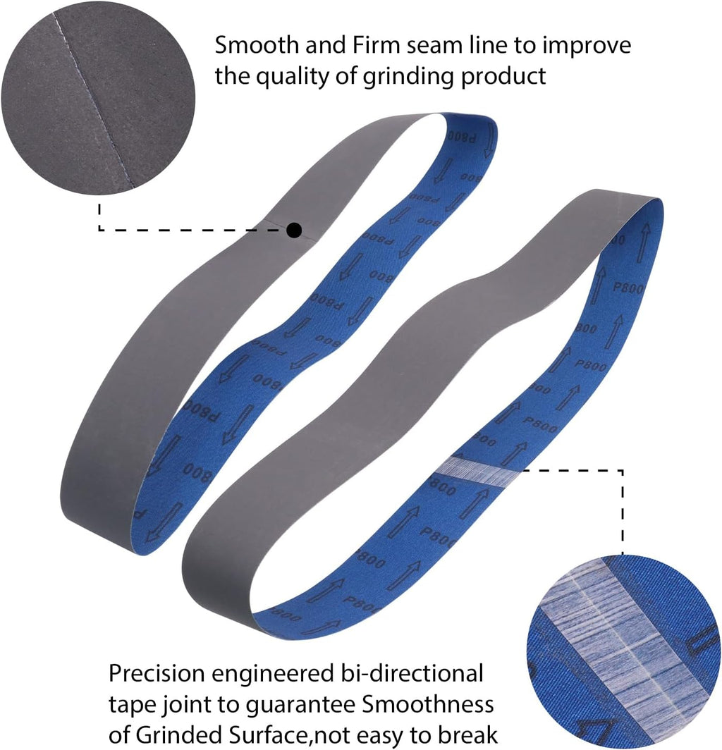 2 x 42 Inch Silicon Carbide Sanding Belts, 15 Pack