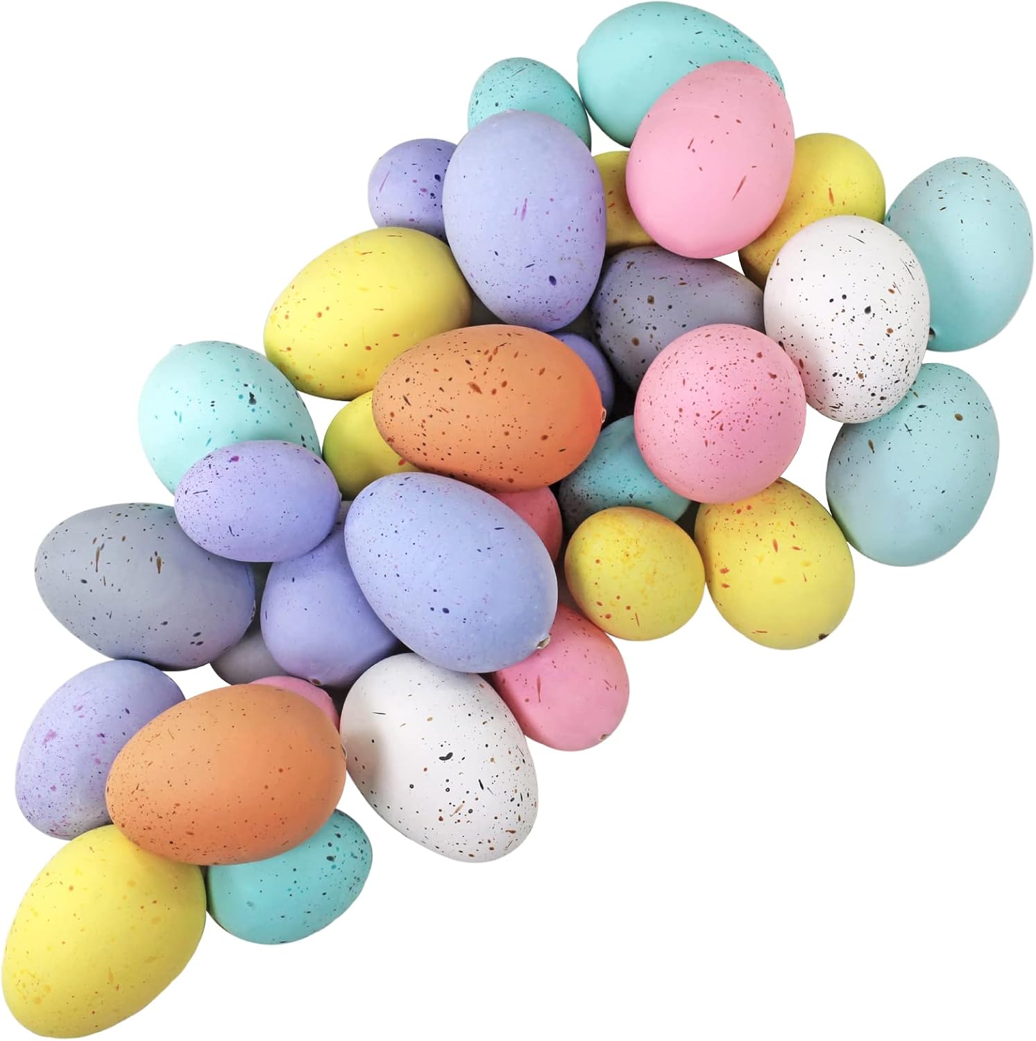 32 Pcs Assorted Faux Foam Speckled Eggs - Decorative Pastel Eggs for DIY Easter Wreath, Centerpiece, Bowl, Basket