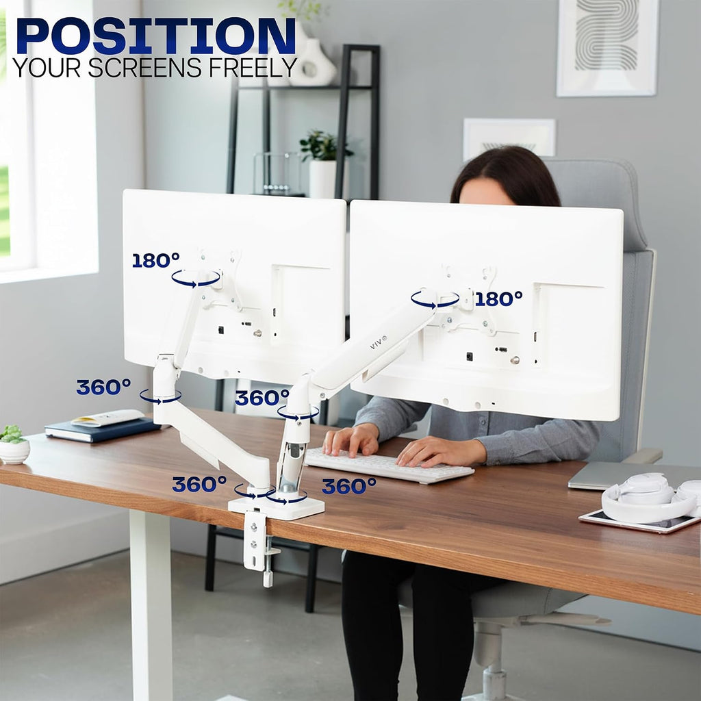 Dual Monitor Stand, Fully Adjustable Arms for 17 to 32 inch Screens, Mechanical Articulating Desk Mount, Gaming and
