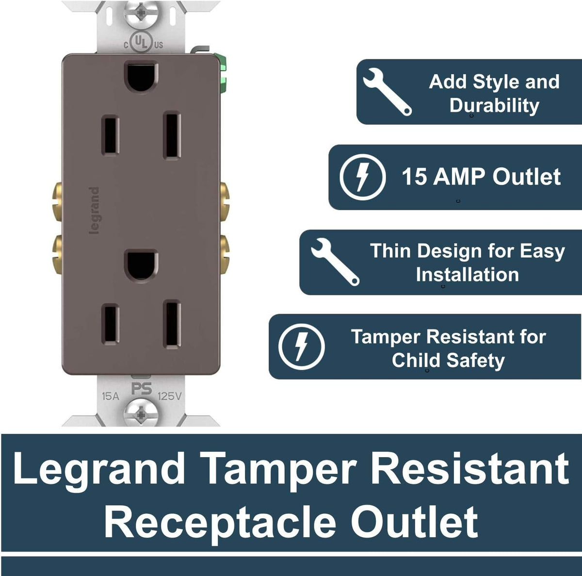 Legrand radiant 15 Amp Tamper Resistant Decorator Outlet Brown 1 Pack