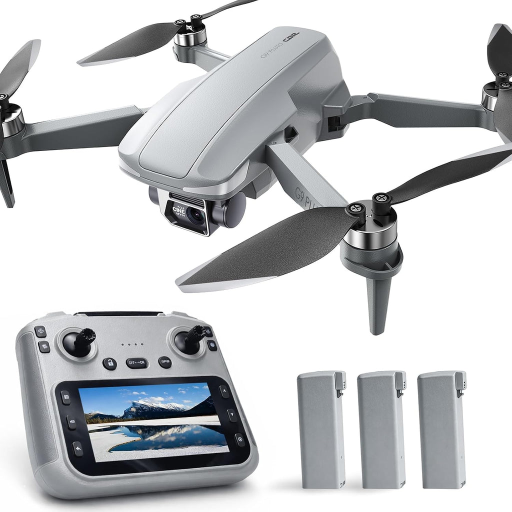 GPS Drone with EIS 4K Camera for Adults , RC Drones with 4.5 inch HD Screen on Controller, Auto Return, 3 Batteries