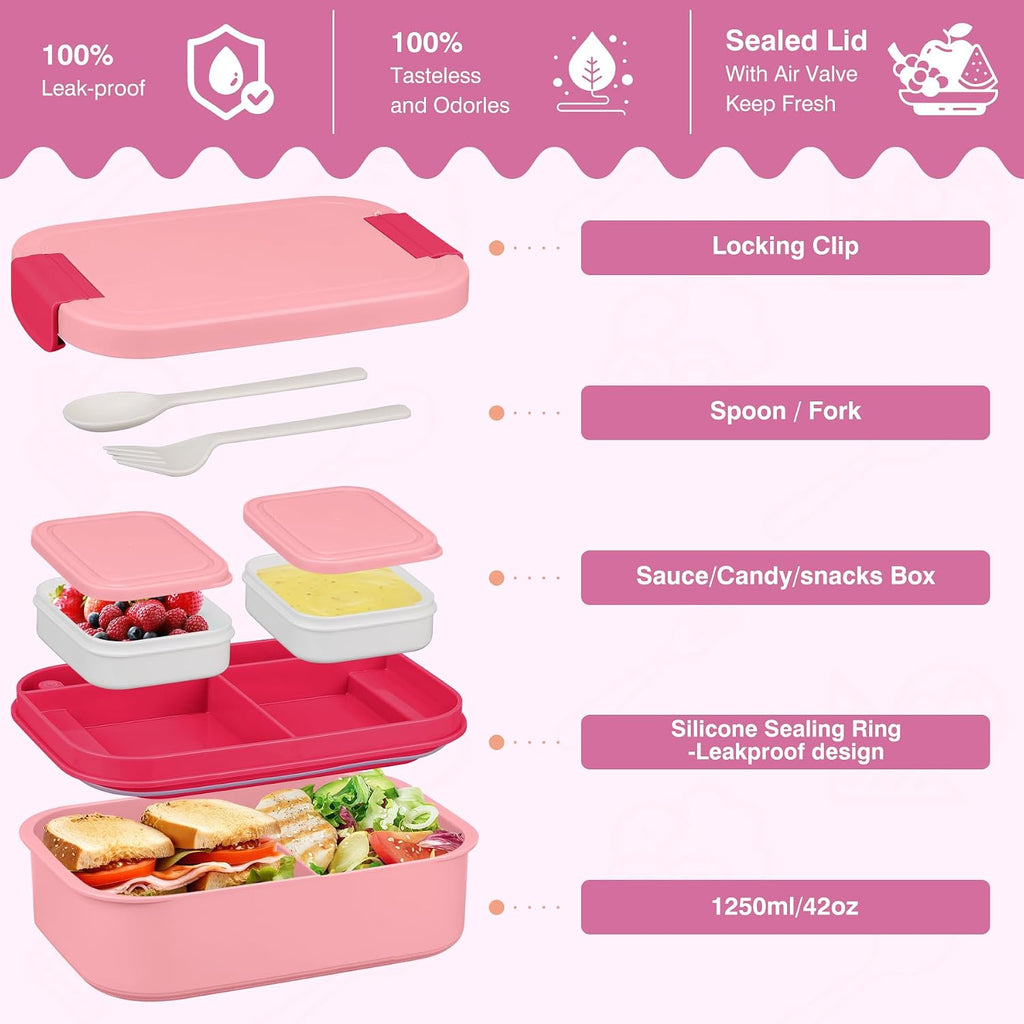 Bento Lunch Box Set with 10.5oz Soup Thermo Food Jar for Adults Kids, Stainless Steel Leak-proof Lunch Container with