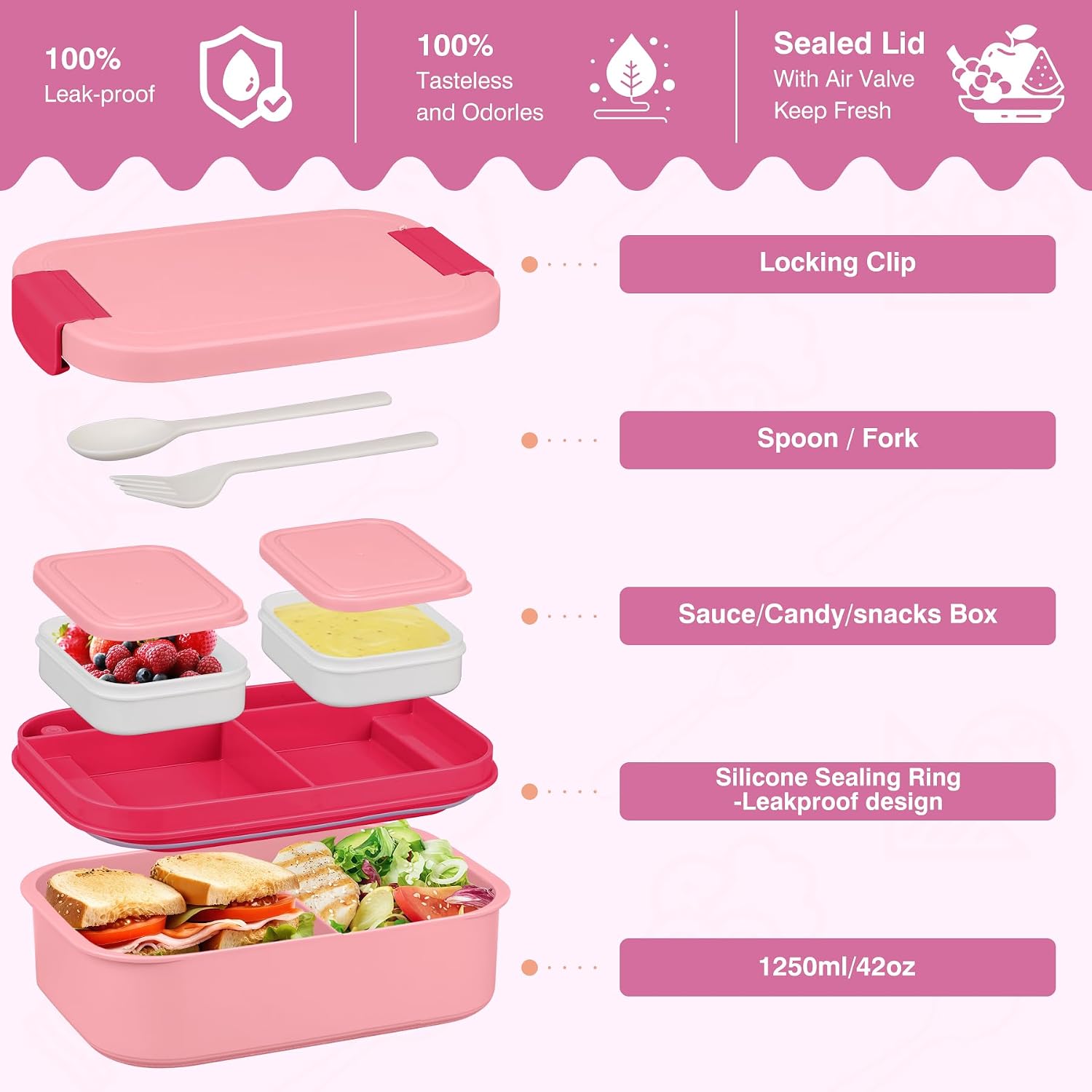Bento Lunch Box Set with 10.5oz Soup Thermo Food Jar for Adults Kids, Stainless Steel Leak-proof Lunch Container with