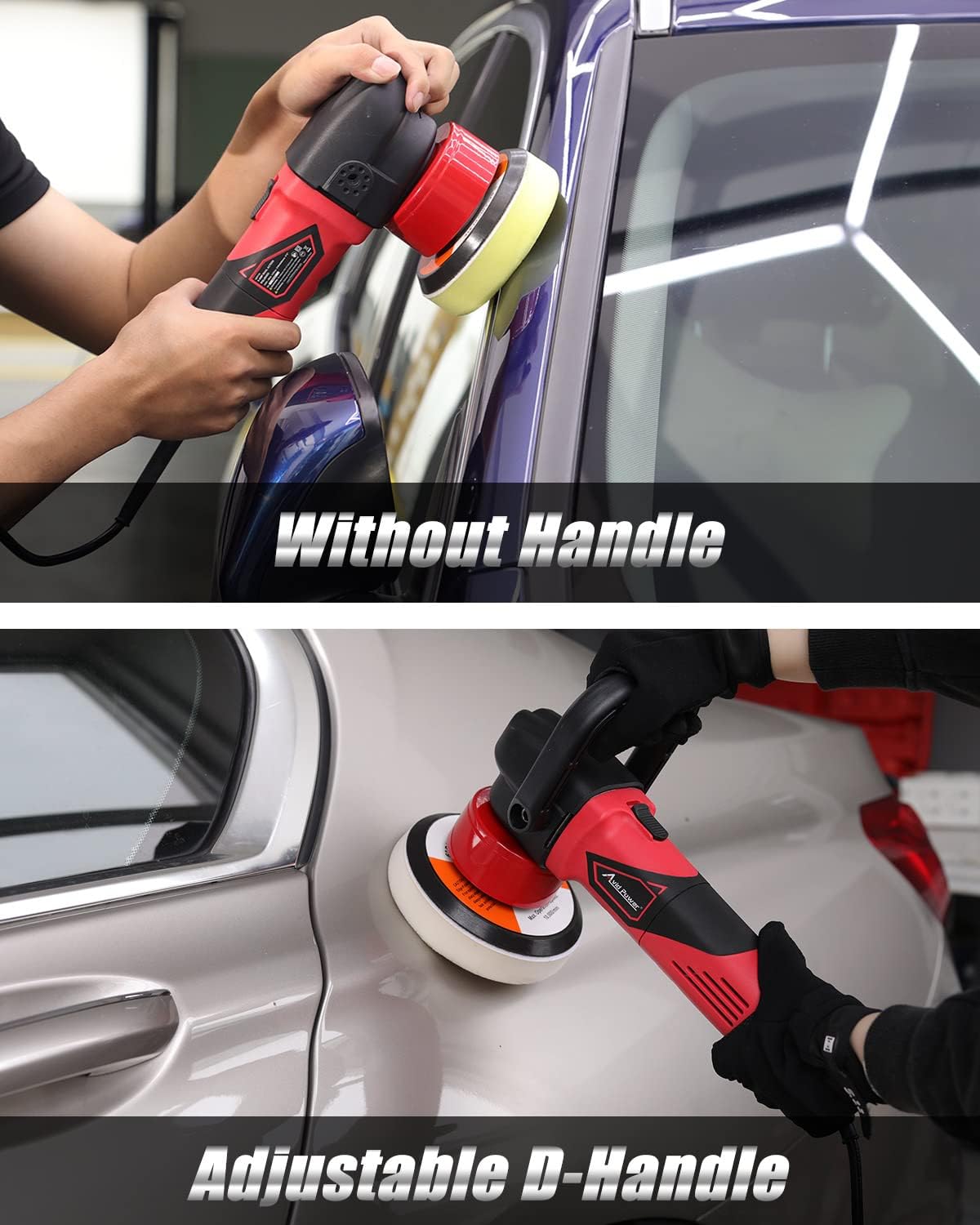 5"/6" Dual Action DA Polisher Kit 6-Speed Random Orbital Buffer | Car Buffer Waxer, Handle, 4pcs Polishing Pads, 2pcs