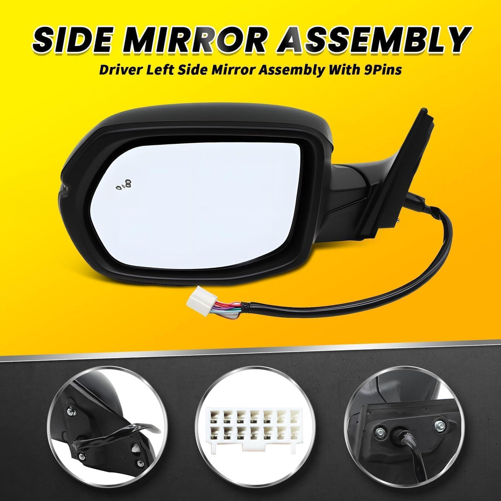 OsyphereX Left Side Mirror Assembly Compatible with CR-V 2017-2022 9pins