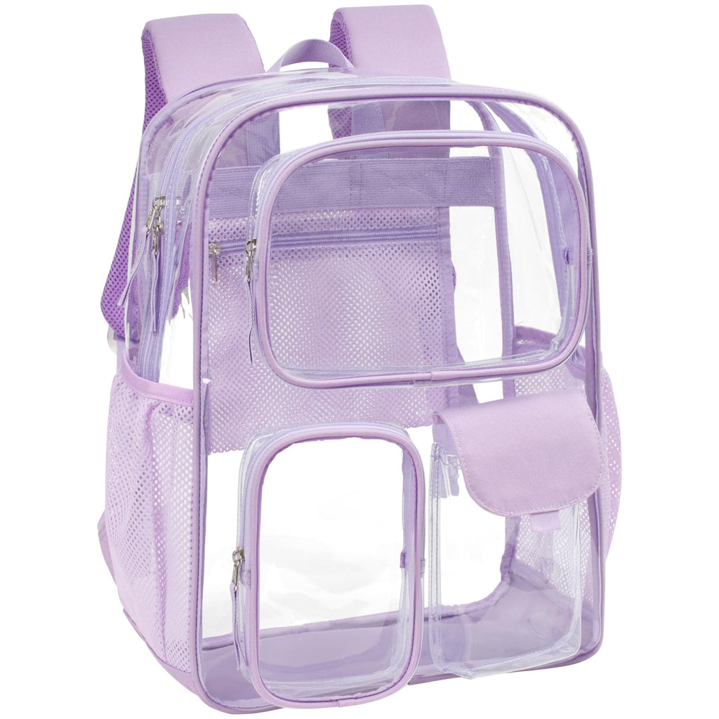 Clear Backpack for School - 17 inch Heavy Duty Bookbag, Purple