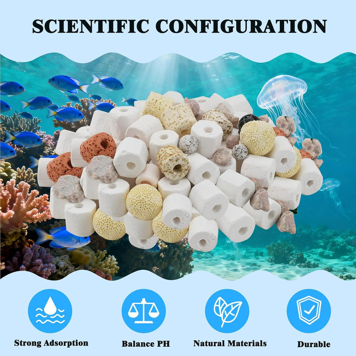 Ceramic Rings for Aquarium Filter, Bio Filter Media, 1.1 lb