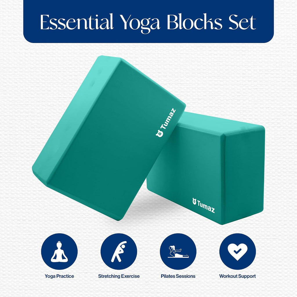 Non-Slip Yoga Blocks，High-Density EVA Foam 2 Pack for Yoga & Pilates | High-Density Support | Lightweight | EVA Foam