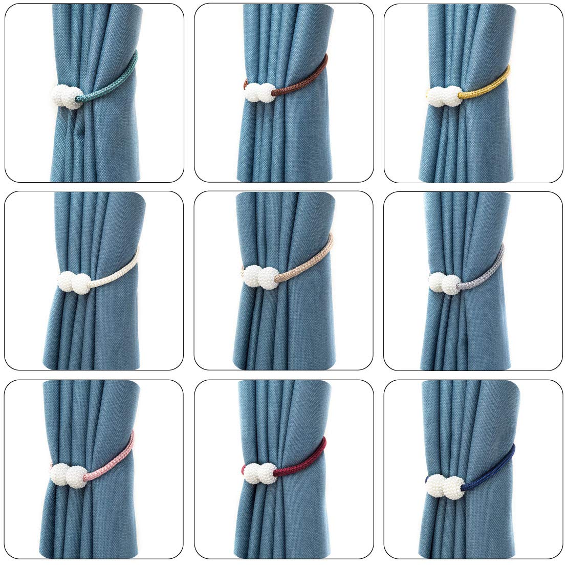 6 Pack Magnetic Curtain Tiebacks, Decorative Curtain Holdbacks for Window Décor (Coffee)