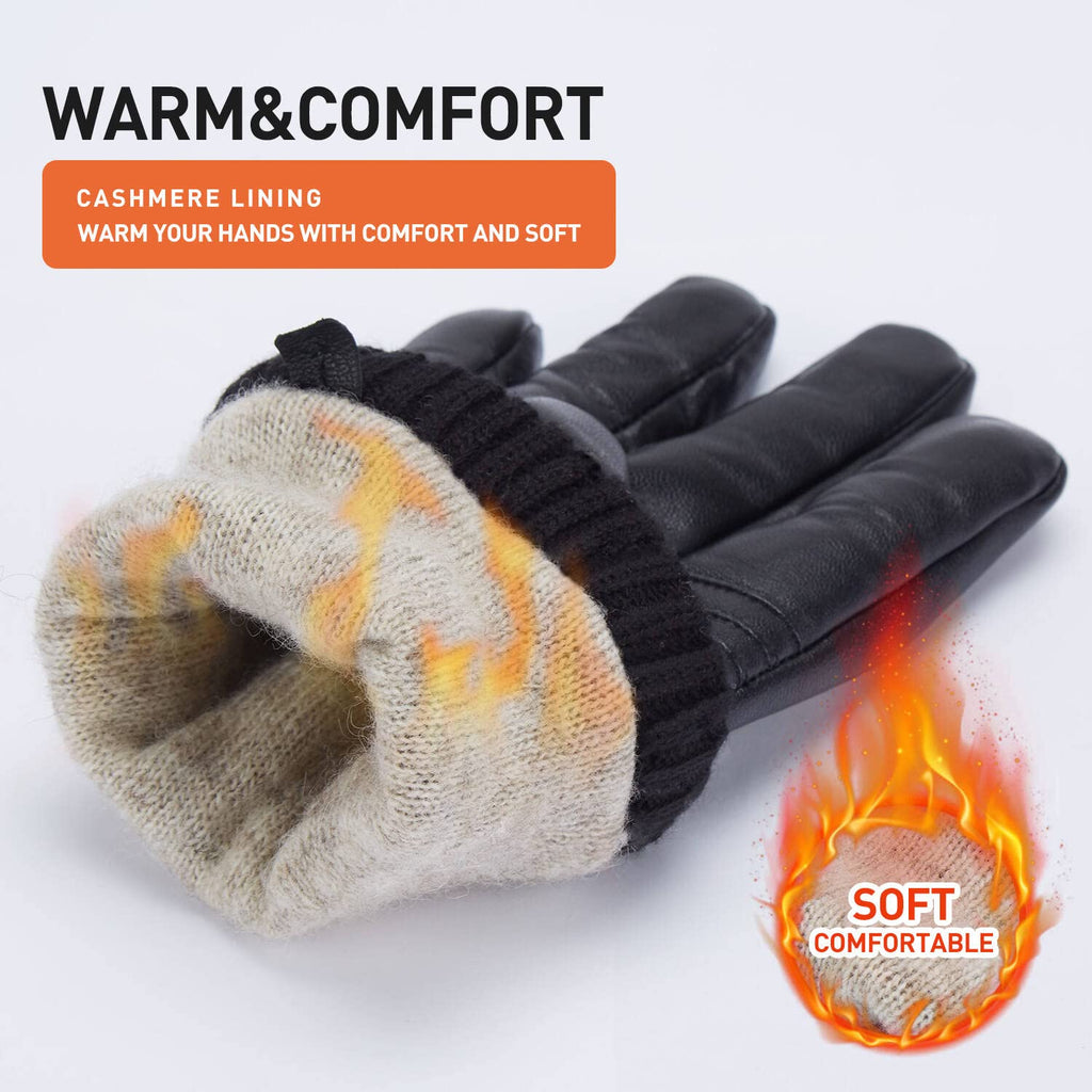 Winter Leather Gloves for Men Sheepskin Men Driving Gloves