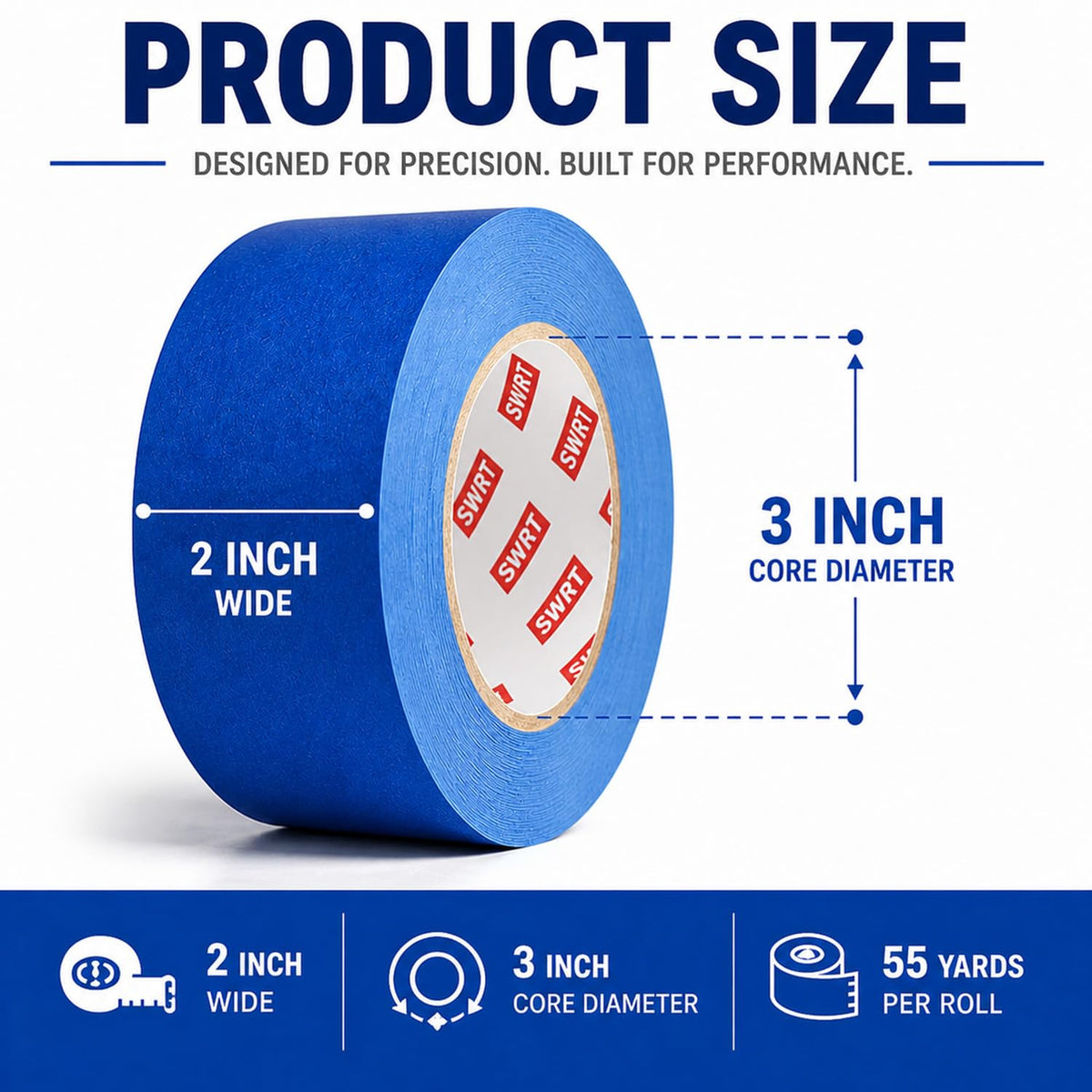 Blue Painters Tape 2 Inch Wide – 18 Rolls x 55 Yards (990 Total Yards), Clean Removal Masking Tape for Sharp Paint