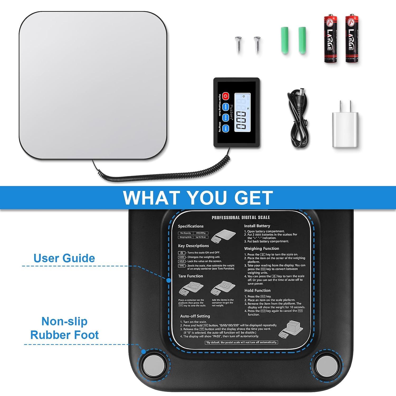 Shipping Scale, 440LB x 10g Postal Scale - LiftX, Hold/Tare Function | High Accuracy, Easy Use, Digital Postal