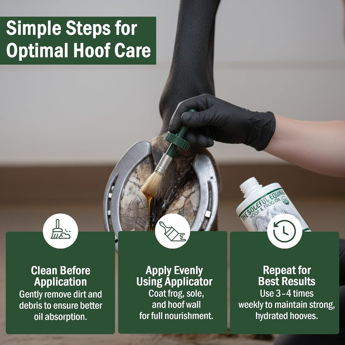 Hoof Oil, Horse Hoof White Line, Thrush, Abscesses, Overall Hoof Strength, Growth, Hoof Conditioning Rehydration.