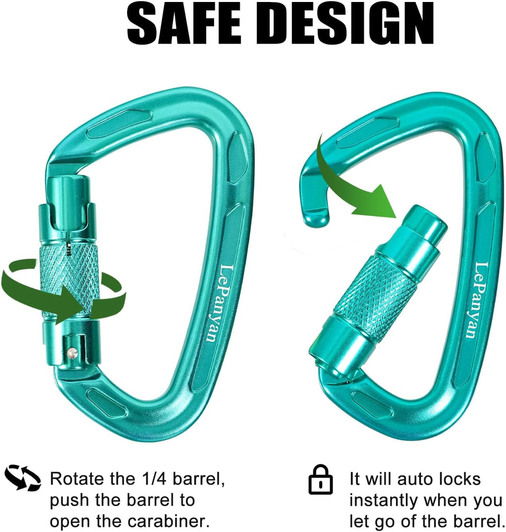 Auto Locking Carabiners 24KN (Major Load 5400 lbs) Heavy Duty Spring Lock Carabiners, Secure Climbing Carabiner with