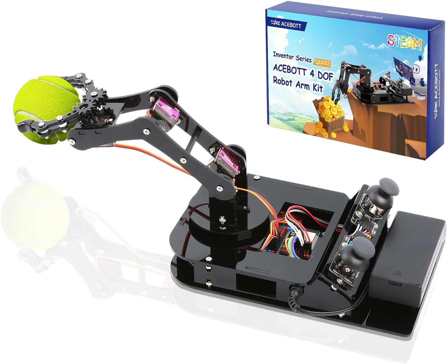 4 DOF ESP32 Robotic Arm Kit for Kids 8-12, Robotics Kit App Remote Control Robot Toys Compatible with Arduino, STEM