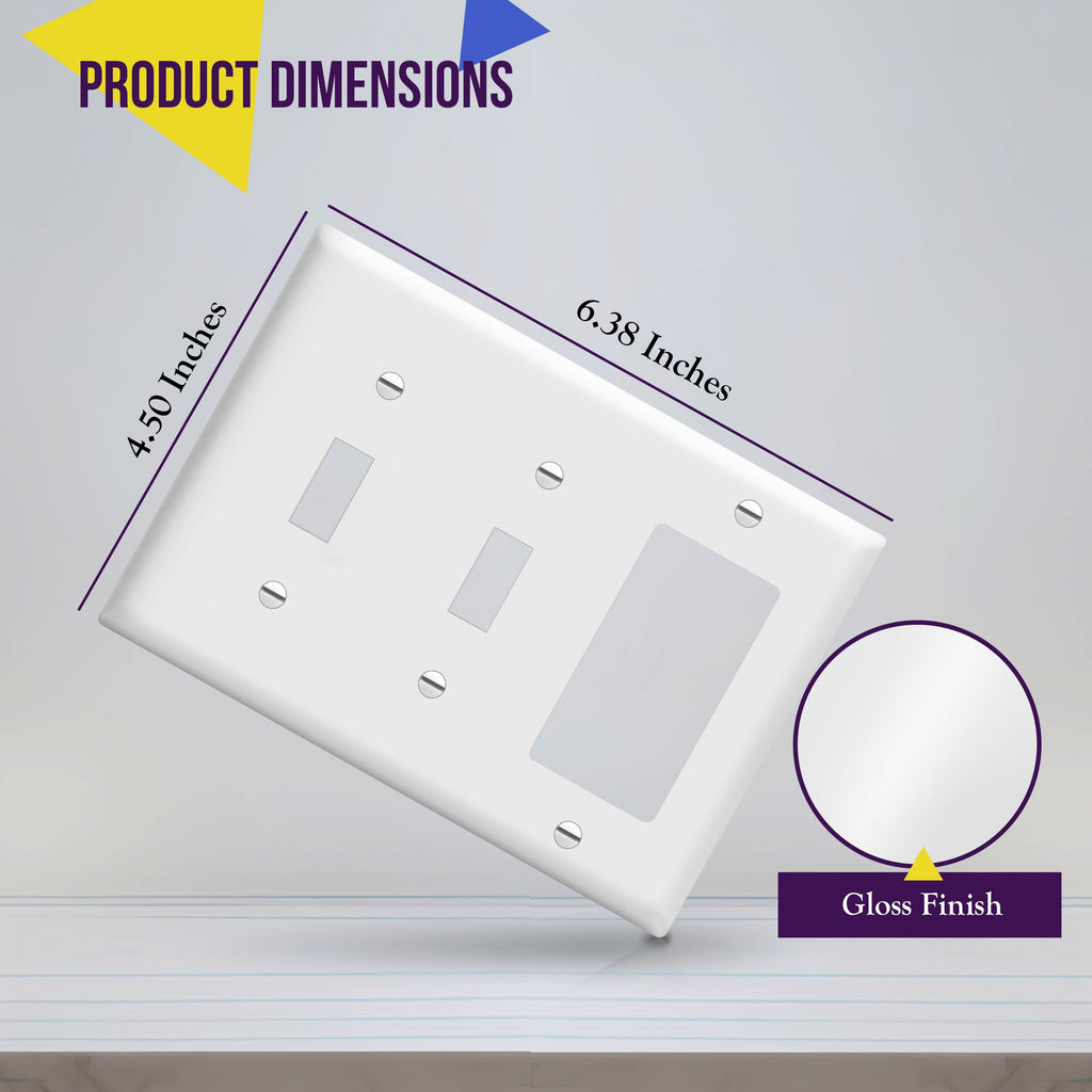 ENERLITES 3-Gang 2 Toggles and 1 Decorator/GFCI Combination Wall Plate