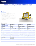 Feit Electric LED Work Light 1000 lm 5000K Rotating Head WORK1000PLUG/SCIS