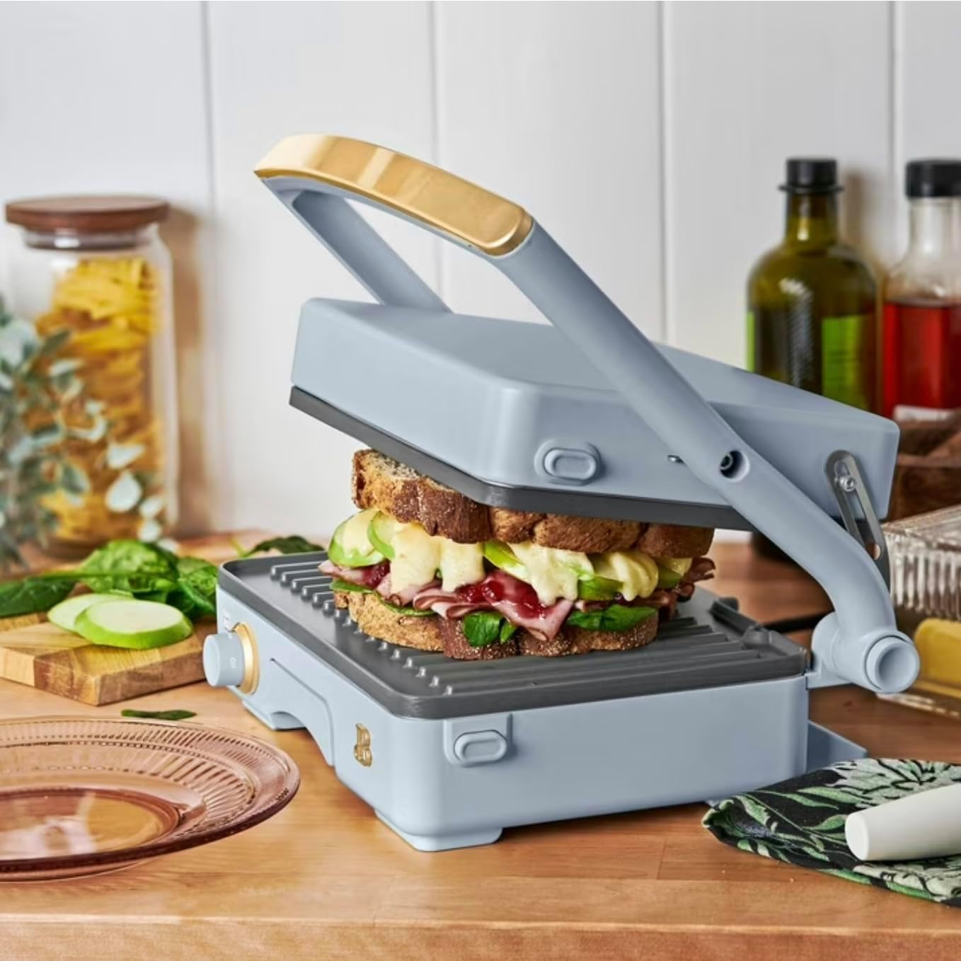 Smokeless Grill 2 in 1 Panini Press Cornflower Blue by Drew Barrymore