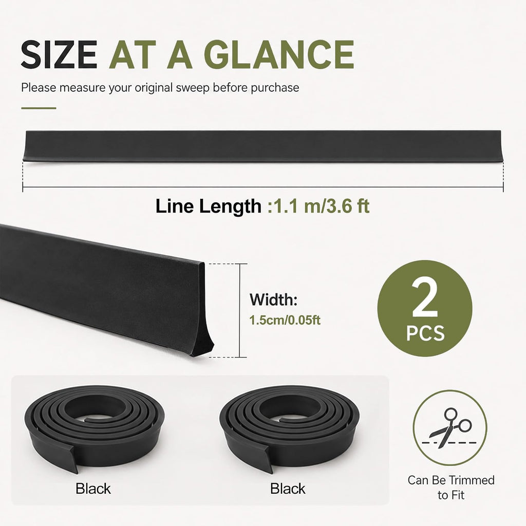2-Pack Replacement for Andersen Storm Door Bottom Sweep,Black