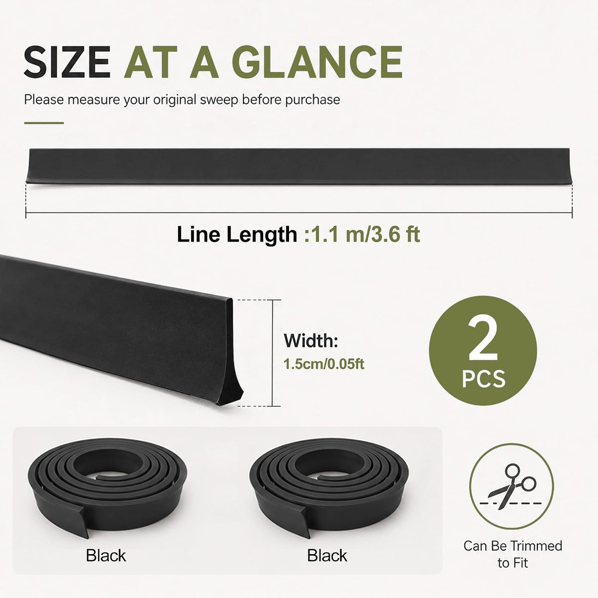 2-Pack Replacement for Andersen Storm Door Bottom Sweep,Black