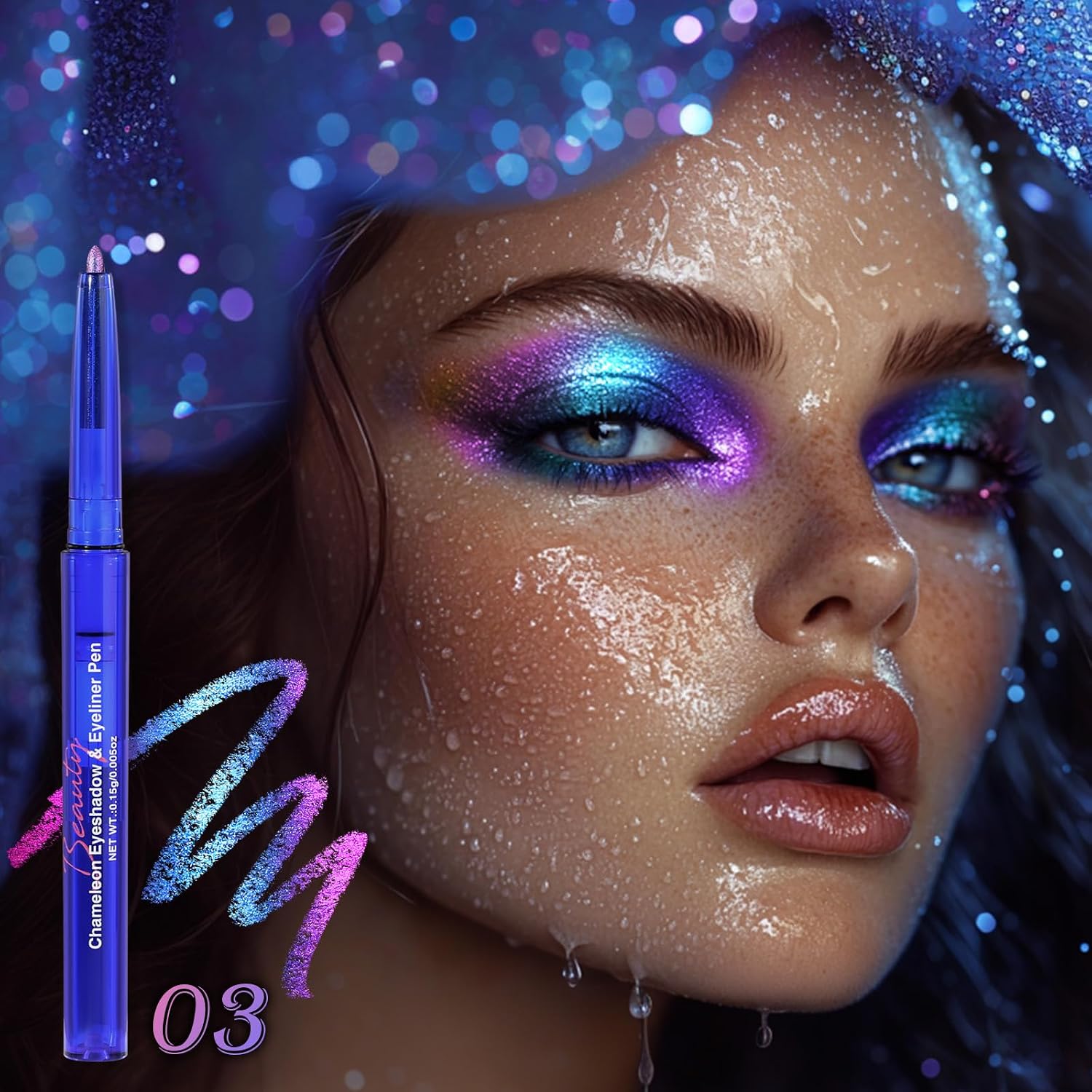 Chameleon Eyeshadow & Eyeliner Gel Pencil-Multichrome Shifting Colors Metallic Glitter Eye Makeup,Waterproof