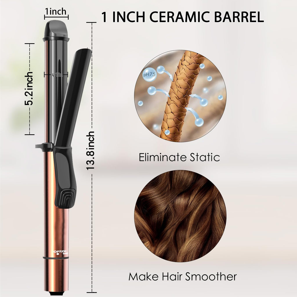1 Curling Iron, 60s Heat up, 6 Temperature Settings, Gold