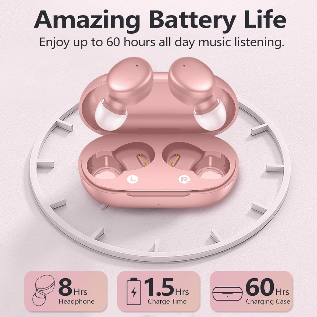 S8 Mini Wireless Earbuds Bluetooth 5.3 in Ear Light-Weight Headphones,60Hrs Playtime Ear Buds with Charging