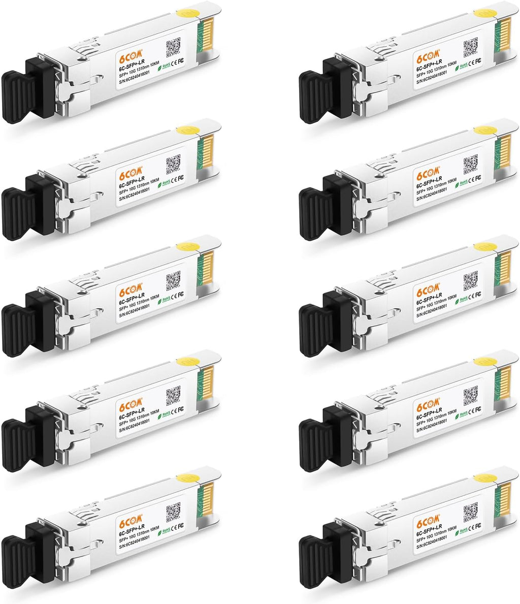 10Pack 10GBase-LR SFP+ Transceiver, 10G Dual LC Single Mode Module