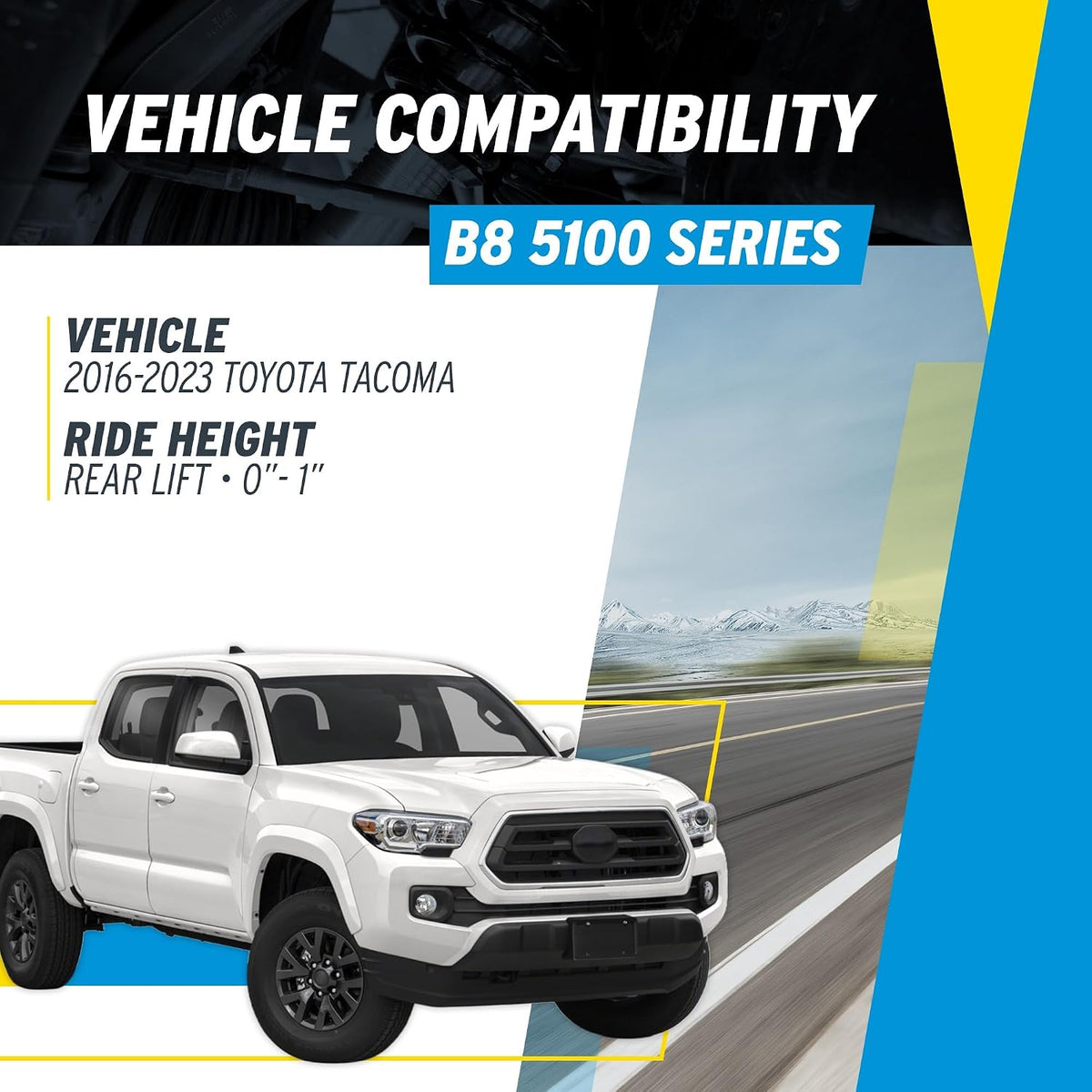 Bilstein Pair of Rear B8 5100 Series Shocks Compatible with 2016-2023 Tacoma with 0-1" Rear Lift | Easy Installation | Smooth Performance | Built to Last
