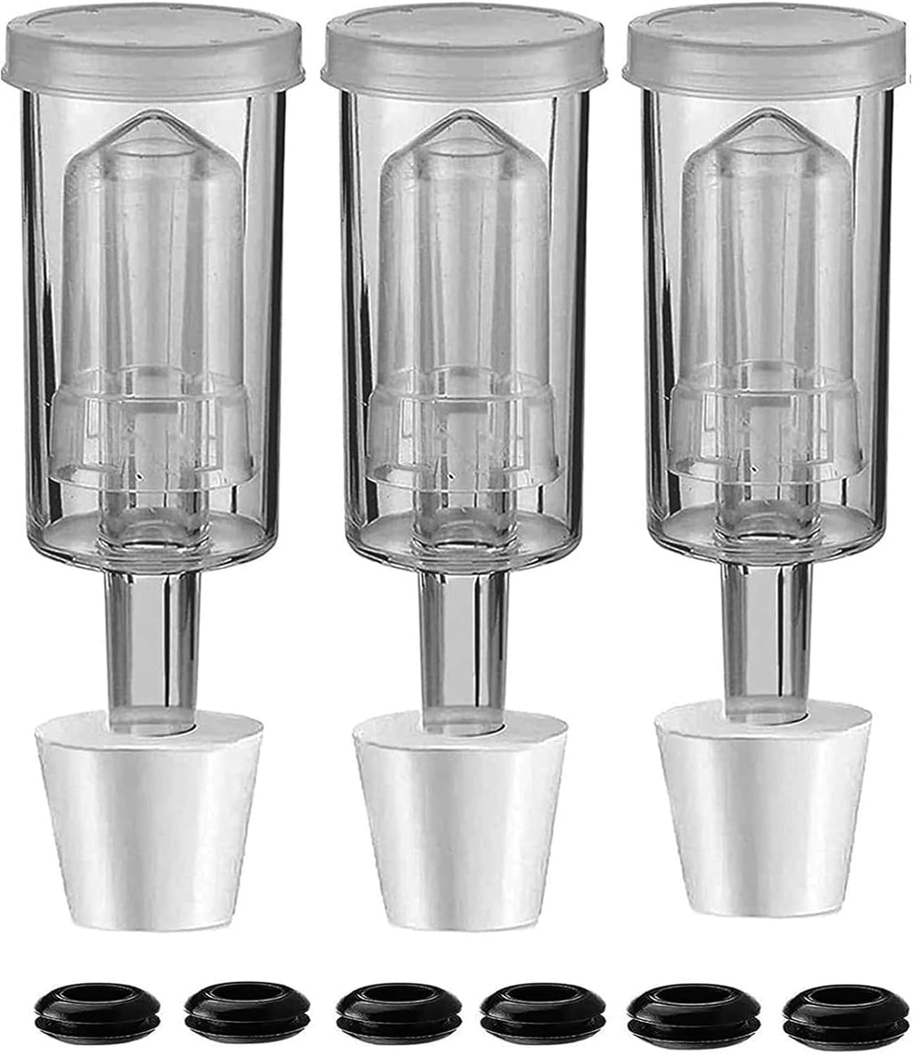 3 Piece Airlock Set for Brewing Wine Making Kimchi (3 Airlock+3 Stoppers+6 Grommets)3 Packs Airlocks for Fermenting
