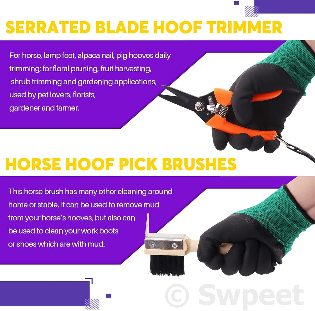 8Pcs Professional Farrier Tools Value Kit with Roll Pack, Horses Hoof Trimmers Shears Tools, Hoof Cutter, Farrier