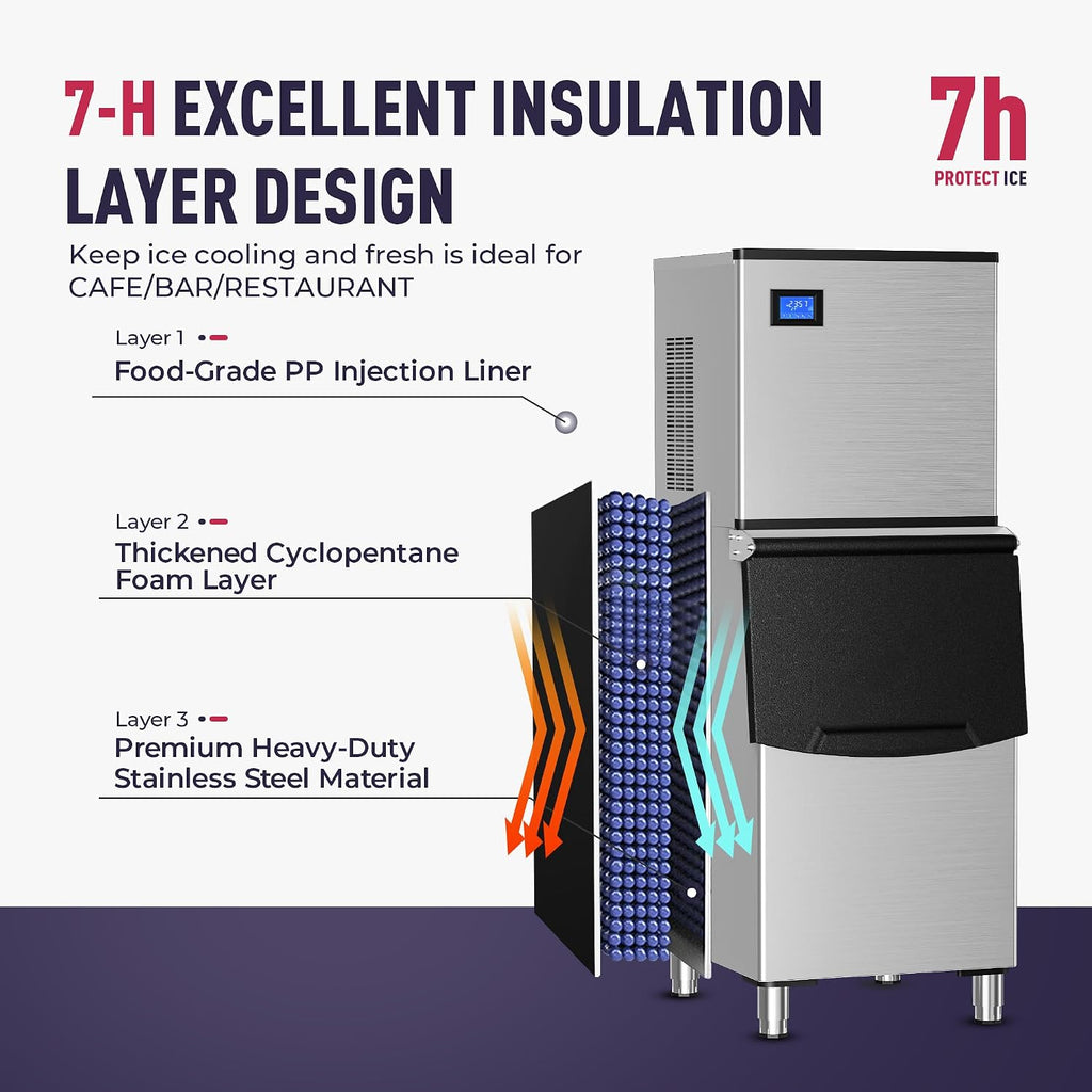 Commercial Ice Maker Machine, 400LBs Daily Industrial Ice Maker