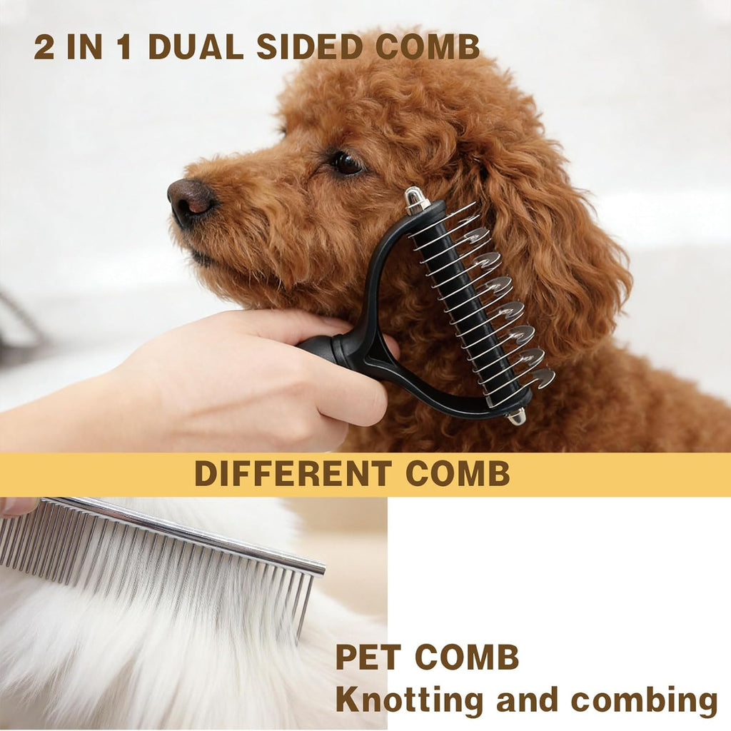 Pet Grooming Tools Kit for Dogs and Cats,8-in-One Home Pet Grooming Set,Includes Safety Scissors Set,Hair Removal