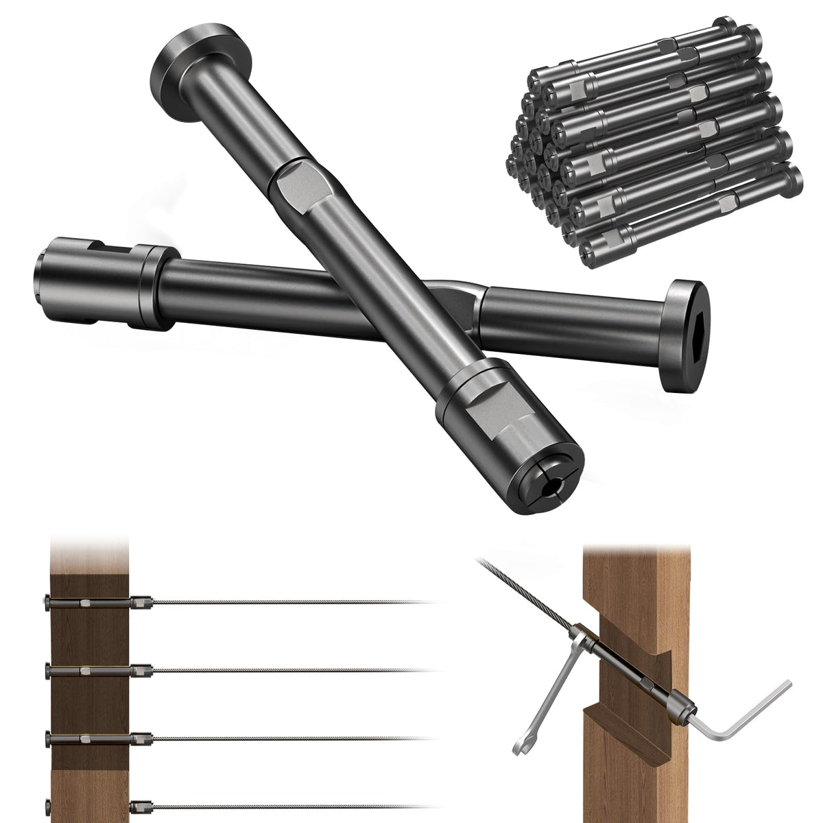 [Patent] BLIKA 20Pack 1/8" Black Swageless Invisible Cable Railing Hardware