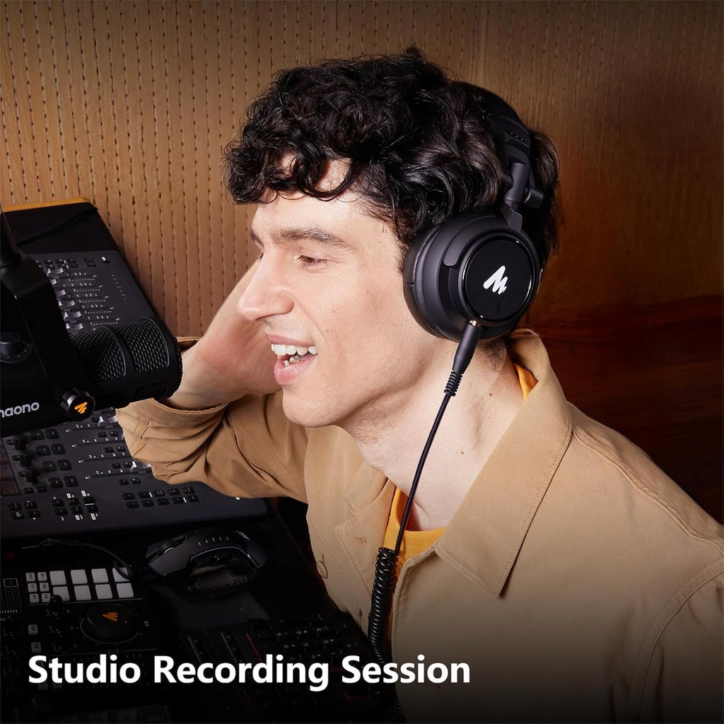MH601 Wired Studio Headphone for Podcast Recording Stream DJ Mixing | Over Ear Headset with 50mm Drivers, Detachable