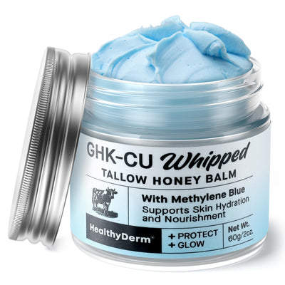 Copper Peptides GHK-Cu Beef Tallow for Skin: Blue Balm with Methylene Blue, Manuka Honey & Vitamin E – Natural Face