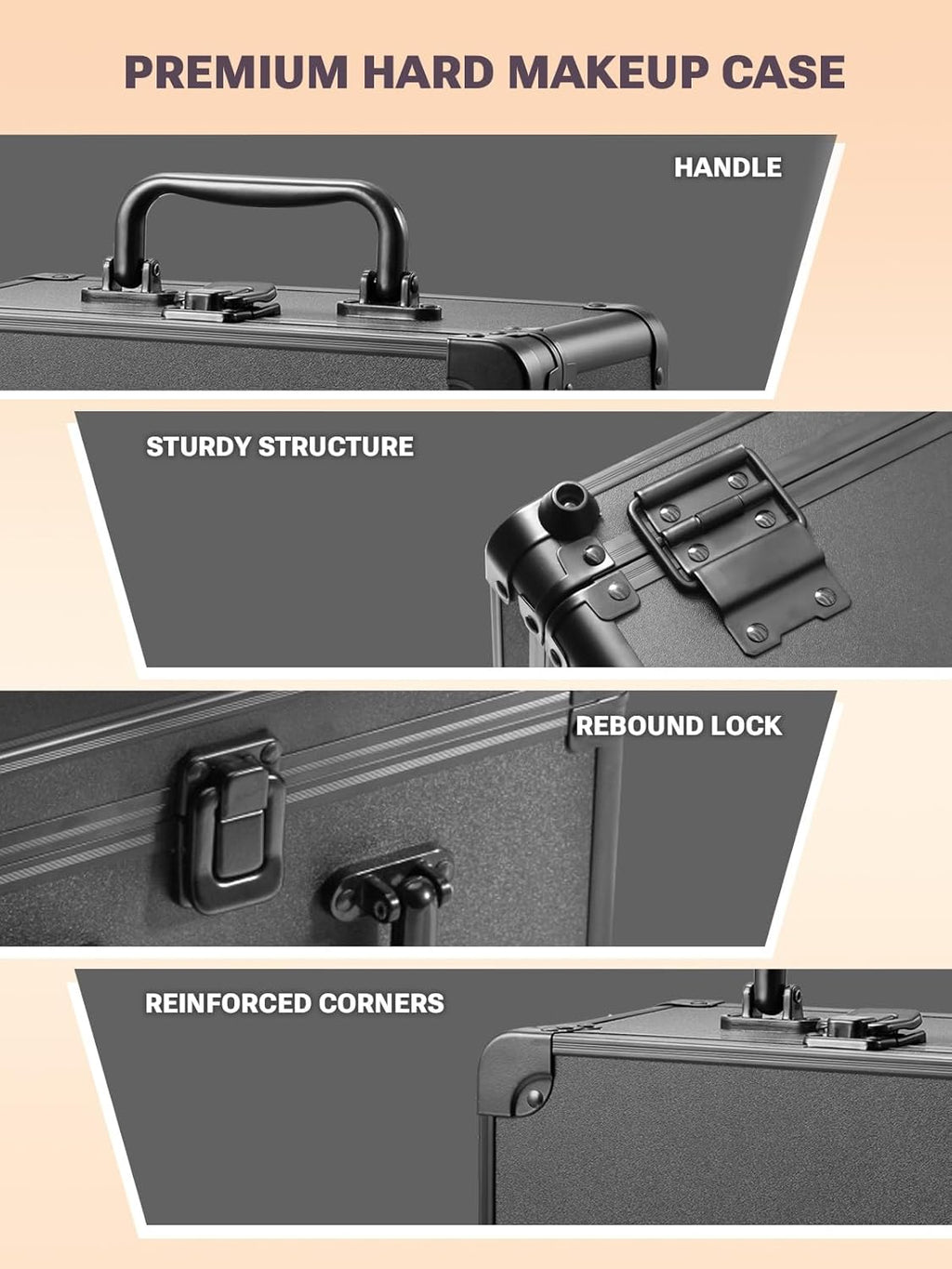 Makeup Box with Detachable Magnetic LED Mirror, Travel Train Case | Makeup Organizer, Cosmetic Travel Bag for Women